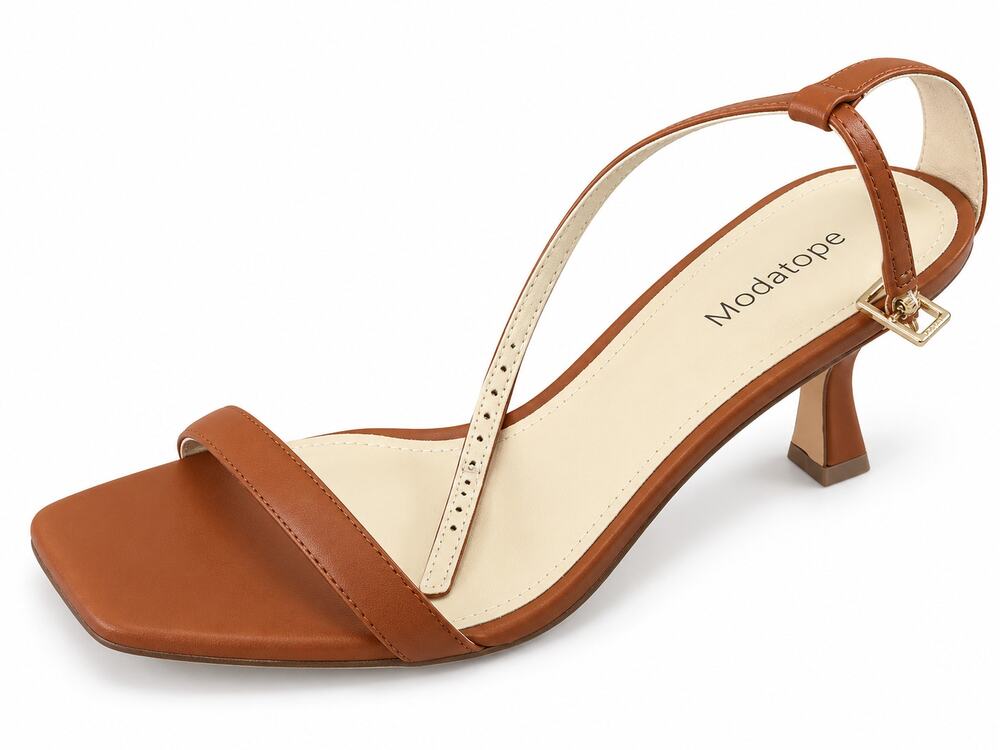 Modatope Women’s Brown Square Toe Ankle Strap Heeled Sandals Size 9.5
